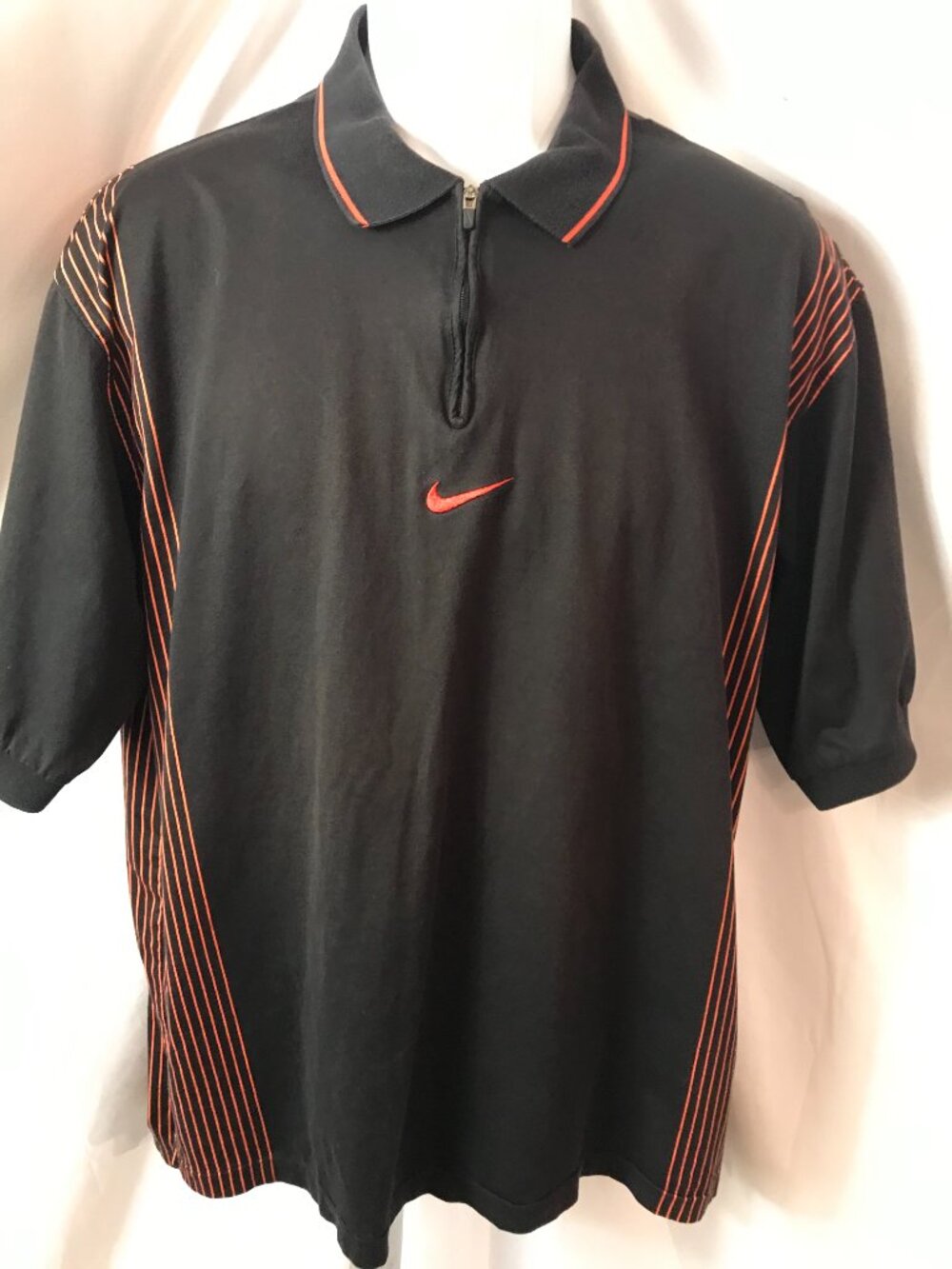 Nike VINTAGE Quarter Zipper Two Tone Activewear Activewear Sport Cut Polo Shirt - Picture 2 of 7